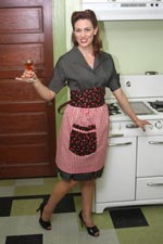 Stacey preheating in Cherry Gingham